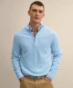 Supima® Cotton Pique Quarter-Zip Sweater