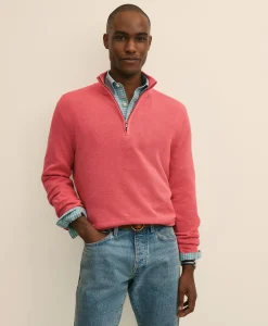 Supima® Cotton Pique Quarter-Zip Sweater