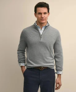 Supima® Cotton Pique Quarter-Zip Sweater