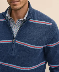 Supima® Cotton Pique Striped Quarter-Zip Sweater