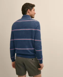 Supima® Cotton Pique Striped Quarter-Zip Sweater