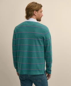 Supima® Cotton Pique Woven-Collar Striped Vintage Polo Shirt