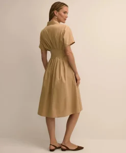 Supima® Cotton Pleated A-Line Shirtdress