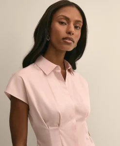 Supima® Cotton Sateen Pleated Peplum Shirt