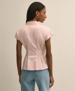 Supima® Cotton Sateen Pleated Peplum Shirt