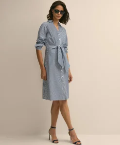 Supima® Cotton Striped Tie-Waist Shirt Dress
