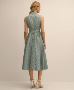 Supima® Cotton Stripe Sleeveless Shirt Dress