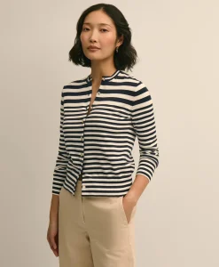 Supima® Cotton Variegated Stripe Cardigan