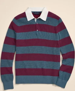 Supima® Cotton Waffle-Stitch Rugby Sweater