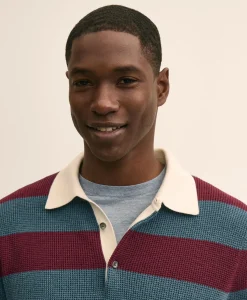 Supima® Cotton Waffle-Stitch Rugby Sweater