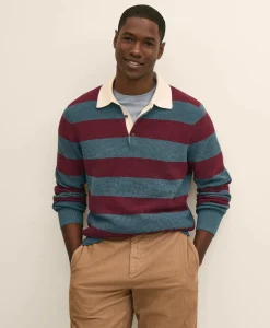 Supima® Cotton Waffle-Stitch Rugby Sweater