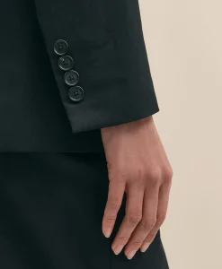 The Essentials Double-Breasted Peak Lapel Jacket in Wool Blend