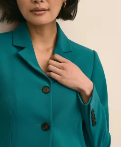Three-Button Stretch Crepe Blazer