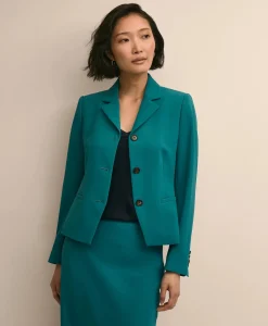 Three-Button Stretch Crepe Blazer