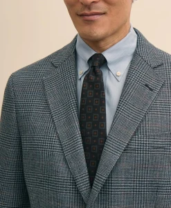 Traditional Fit Wool-Cotton Blend Hopsack Houndstooth Sport Coat