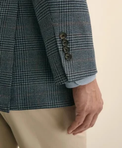 Traditional Fit Wool-Cotton Blend Hopsack Houndstooth Sport Coat