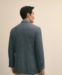 Traditional Fit Wool-Cotton Blend Hopsack Houndstooth Sport Coat