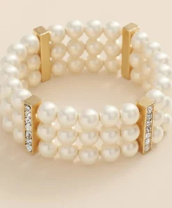 Triple Strand Stretch Faux-Pearl Bracelet