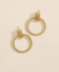 Vintage-Inspired Textured Door Knocker Hoop Earrings