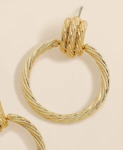 Vintage-Inspired Textured Door Knocker Hoop Earrings