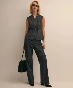 Viscose Blend Pinstripe Vest