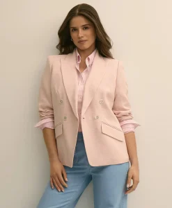 Viscose Melange Tweed Double-Breasted Jacket