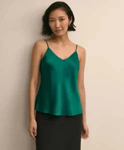 V-Neck Cami in Washable Silk Charmeuse