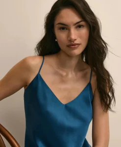 V-Neck Cami in Washable Silk Charmeuse