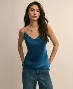 V-Neck Cami in Washable Silk Charmeuse
