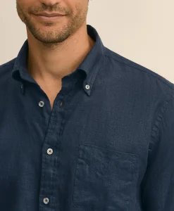 Washed Cotton Seersucker Button-Down Collar Sport Shirt