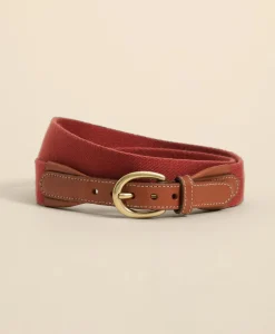 Webbed Leather-Accent Belt