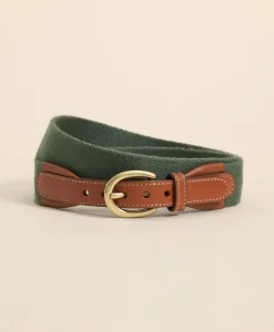 Webbed Leather-Accent Belt
