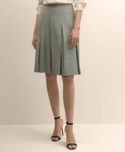 Wool-Blend Pleated Mini Skirt