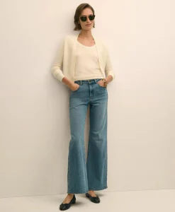 Wool-Cashmere Blend Brushed Short-Sleeve Sweater Shell