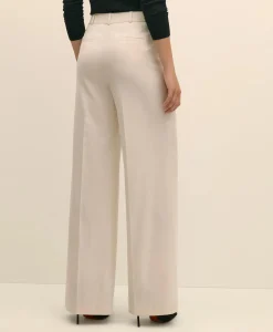 Wool Flannel High Waisted Wide-Leg Pant