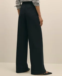 Wool Flannel High Waisted Wide-Leg Pant