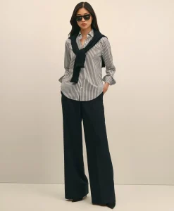 Wool Flannel High Waisted Wide-Leg Pant