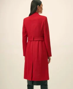 Wrap Coat in Water-Repellent Brushed-Twill Wool