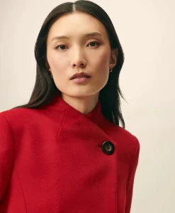 Wrap Coat in Water-Repellent Brushed-Twill Wool