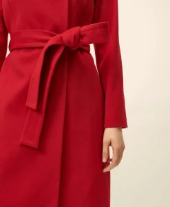 Wrap Coat in Water-Repellent Brushed-Twill Wool